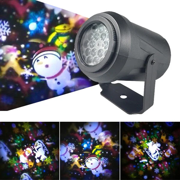 Proiector 16 figurine rotative cu tematica de Craciun, RGB 4W, pentru interior [2]