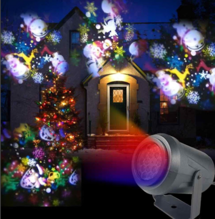 Proiector 16 figurine rotative cu tematica de Craciun, RGB 4W, pentru interior [4]