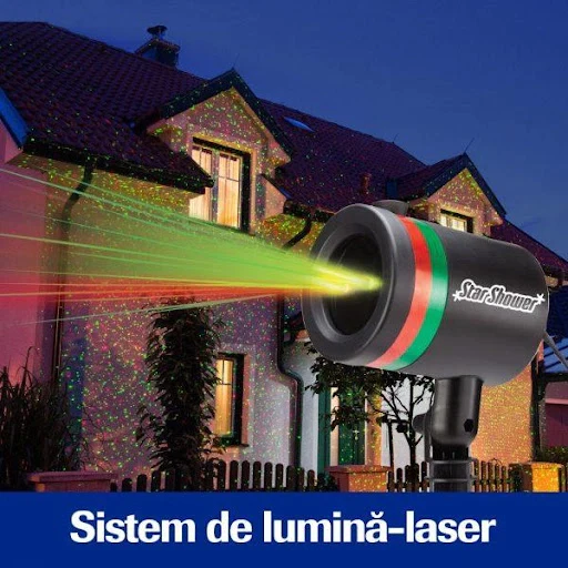 Proiector Laser Light cu lumini verzi si rosii pentru exteriorul casei, decoratiune Craciun [4]
