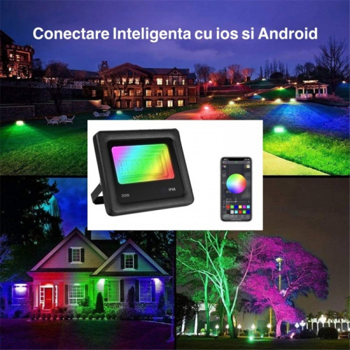 Proiector Smart Led RGBcw 20w cu Bluetooth [2]