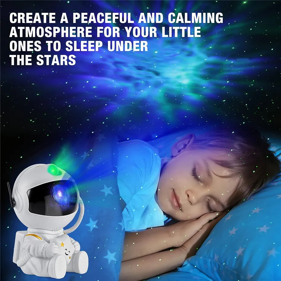 Proiector stele si galaxii, model astronaut, alimentare USB, Alb [6]