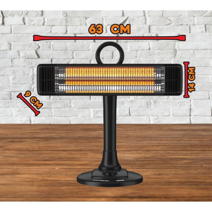 Radiator electric, 1000W, 2 trepte incalzire, tub din fibra de carbon, protectie IP24, termostat mecanic, carcasa din metal, Hausberg HB-8565 [3]