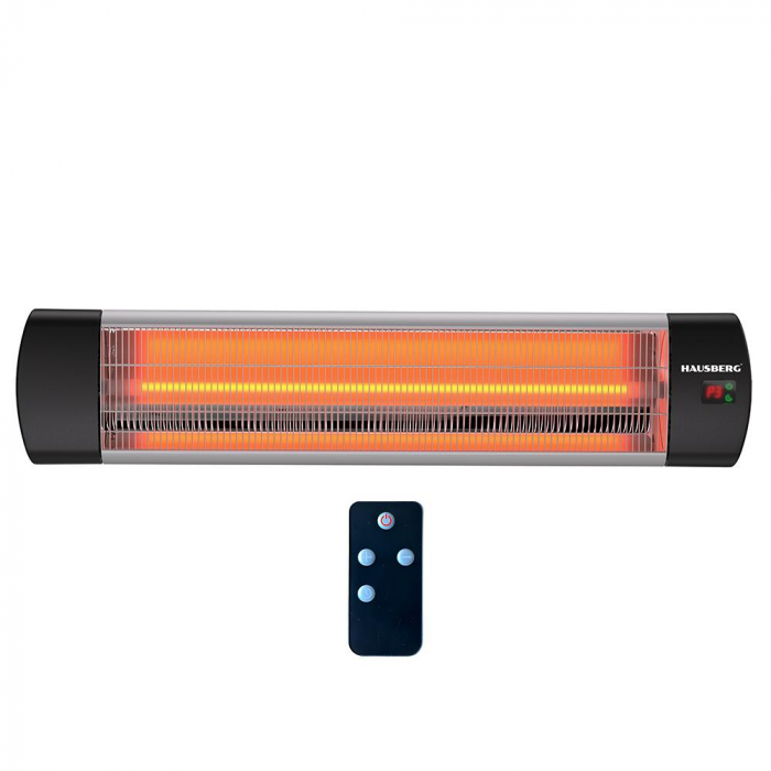 Radiator electric digital cu infrarosu, 2000W, Telecomanda, 1 tub quartz, 3 trepte putere, protective IP65, material carcasa din aluminiu oxidat, Hausberg HB-8553 [1]