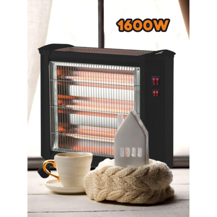 Radiator quartz Hausberg HB-8800, 1600 W, 4 tuburi quartz, 4 trepte putere, termostat reglabil [4]