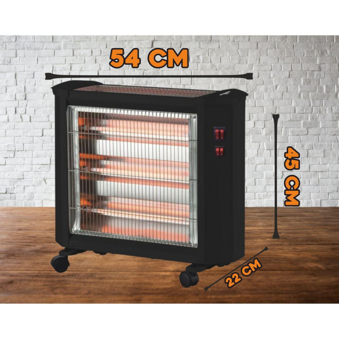 Radiator quartz Hausberg HB-8800, 1600 W, 4 tuburi quartz, 4 trepte putere, termostat reglabil [2]