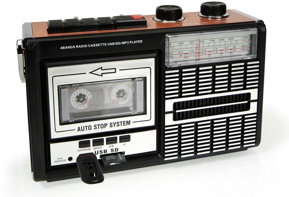 Radio portabil cu Casetofon, AM/FM/SW, design Retro, Port USB si card SD, MP3 [6]