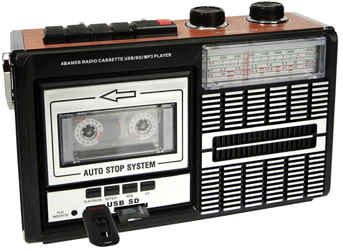 Radio portabil cu Casetofon, AM/FM/SW, design Retro, Port USB si card SD, MP3 [2]