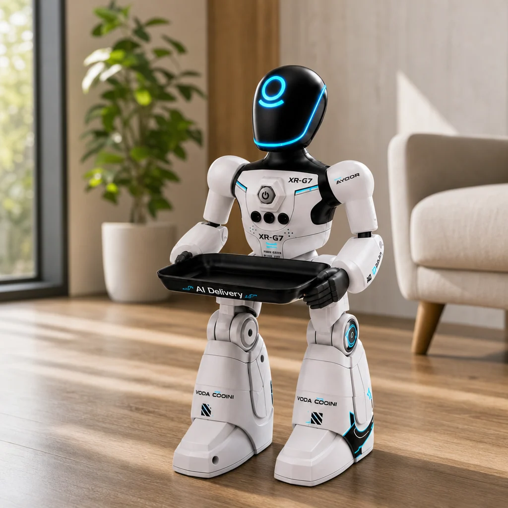 Robot Interactiv pentru Copii, Comenzi Vocale, Senzor de Gesturi, Telecomandă, Muzica, Dans si Lumini LED, Tava de Livrare, XR-G7 [8]