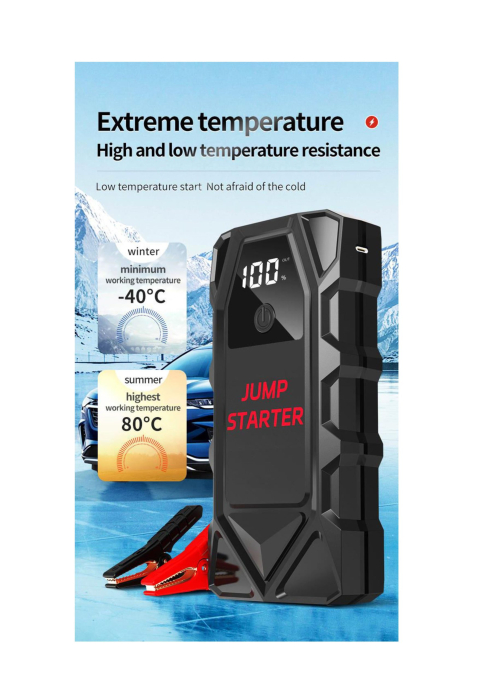 Robot Pornire Auto Multifunctional 3 in 1, cu Compresor de aer, Baterie Externa, Lanterna LED, pentru pornire de urgenta [5]