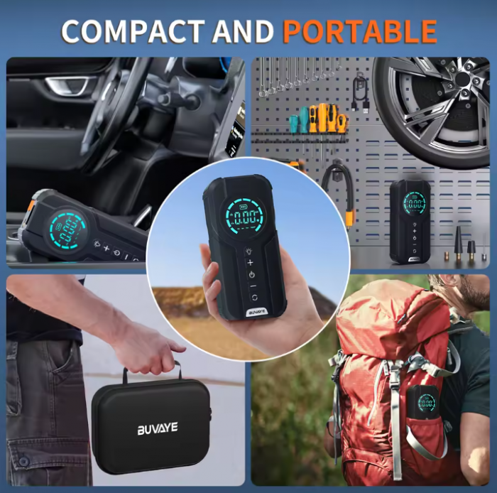 Robot pornire auto multifunctional 4 in 1, compresor de aer, pornire de urgenta, incarcare wireless, lanterna [19]