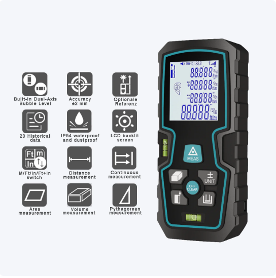 Ruleta digitala multifunctionala cu laser Andowl Q-CS11 nivelmetru arie volum acumulator afisaj digital 120m [9]