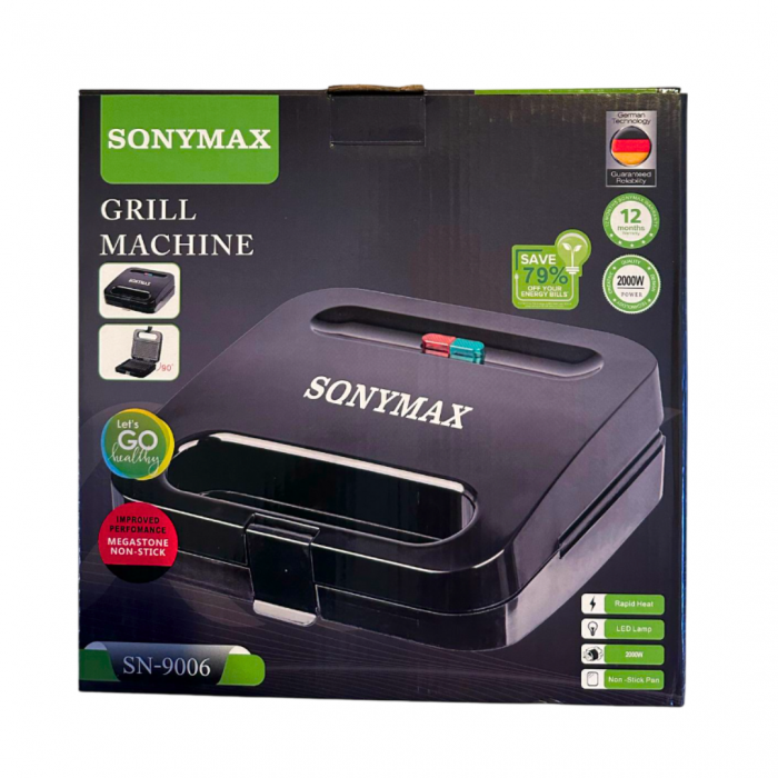 Sandwich Maker si Grill 2 in 1 SonyMax, Antiaderent, 2000W, Negru [8]