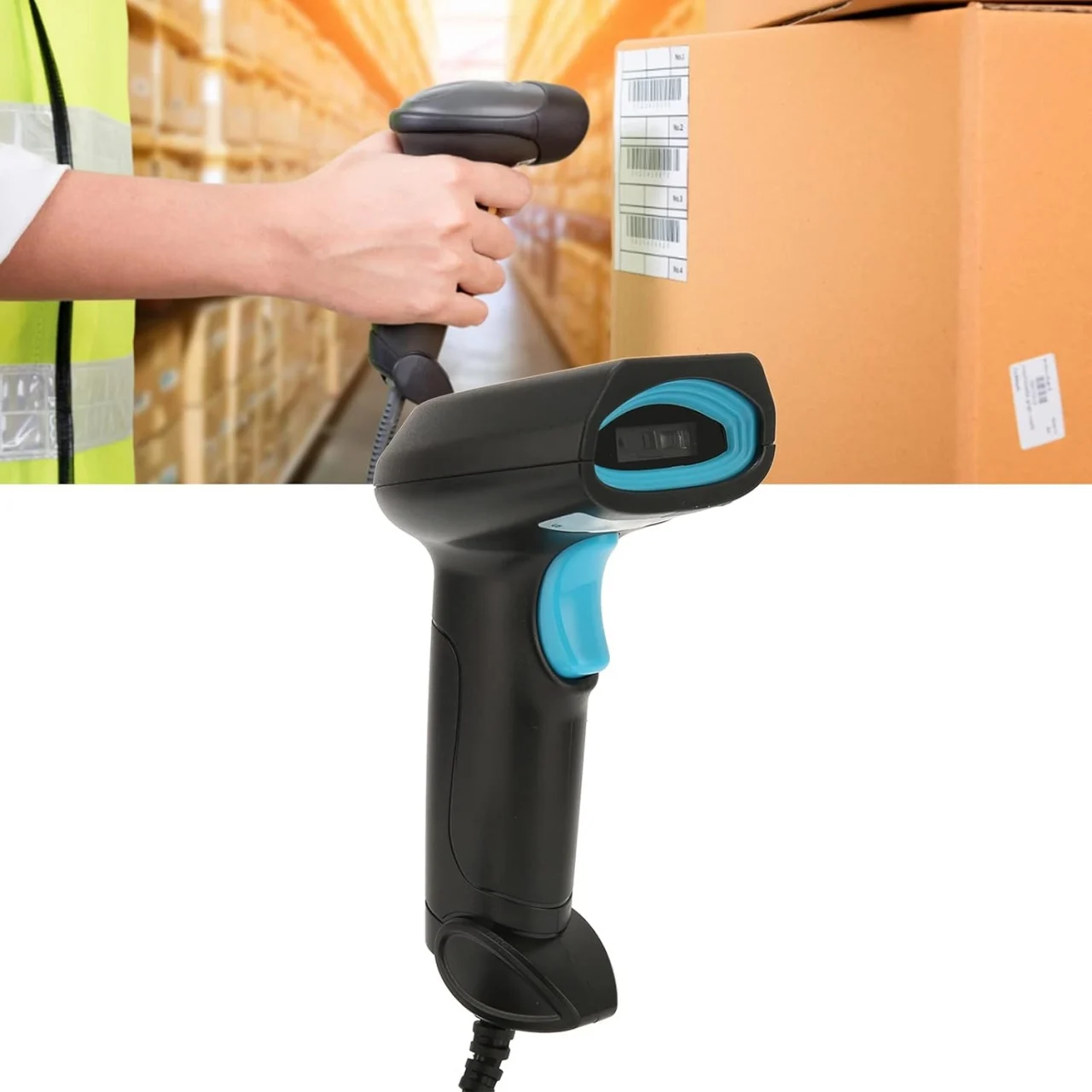 Scanner coduri de bare 1D, 2D si QR Q-SM3B Andowl, cu cablu, IP54, indicator LED, USB, ABS [2]