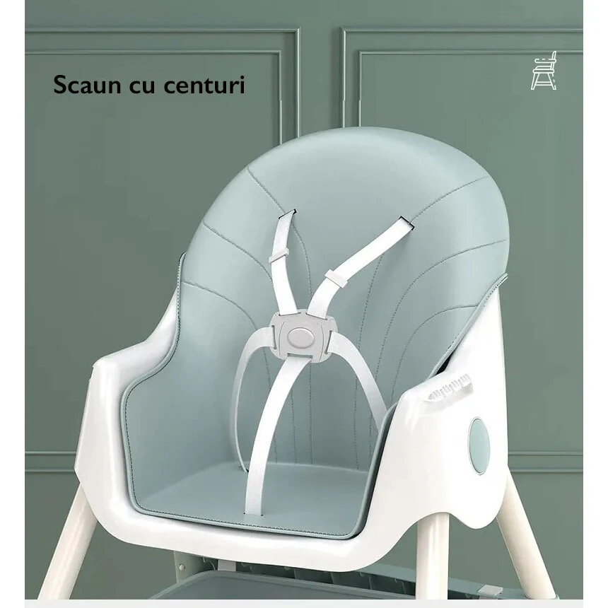 Scaun de masa pentru bebelusi 2 în 1, pliabil, cu tava dubla detasbila si spatar reglabil, 6–36 luni, Roz/Verde [10]