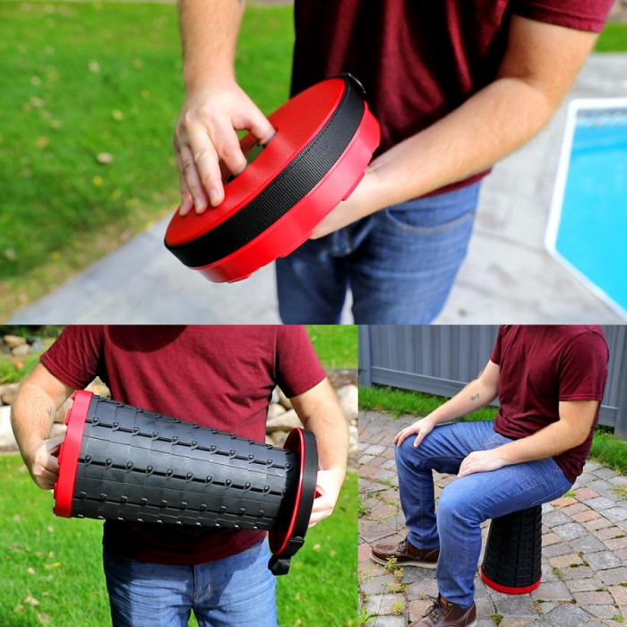 Scaun rotund portabil, retractabil, extensibil cu pliere telescopica pentru camping [3]
