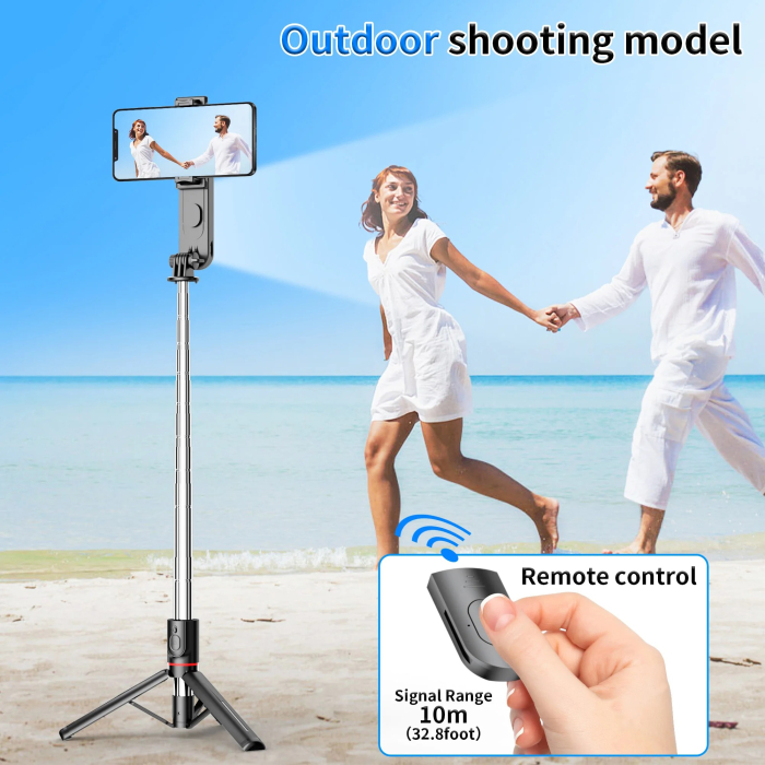 Selfie Stick Tripod L15 cu Lumină LED, AntiVibratie, Bluetooth Wireless, Extensibil 114 cm, 360°, Compatibil Android & iOS [6]
