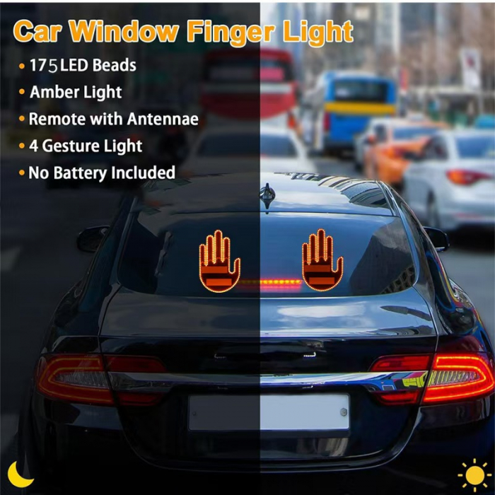 Semn LED Auto cu Telecomanda, Design Mana, 3 Moduri, Efect Vizual Stralucitor, 10×15 cm [5]