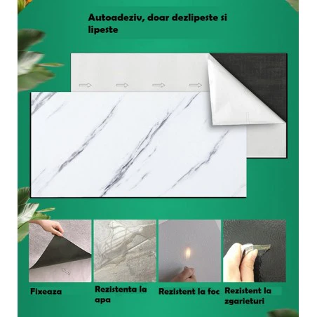 Set 10 Placi Autoadezive pentru pardoseala sau perete tip Marmura, Impermeabila [4]