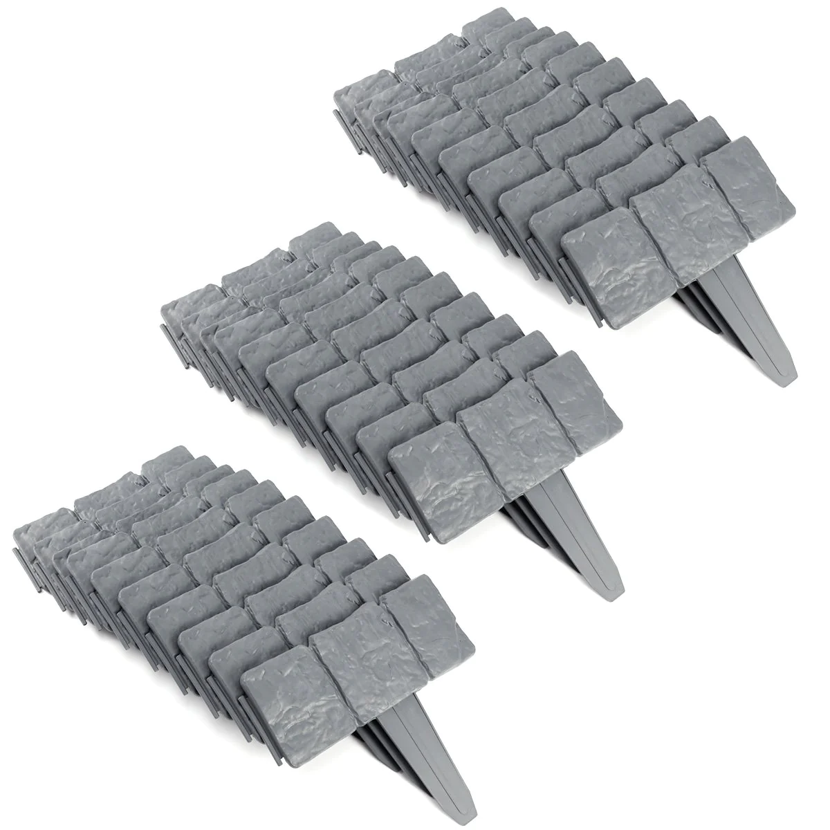 Set 10 x Bordura din plastic cu aspect de piatra, pentru gradina [6]