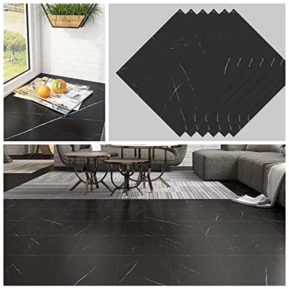Set 10 x Placi Decorative 60x60 cm autoadezive tip Marmura Neagra [3]