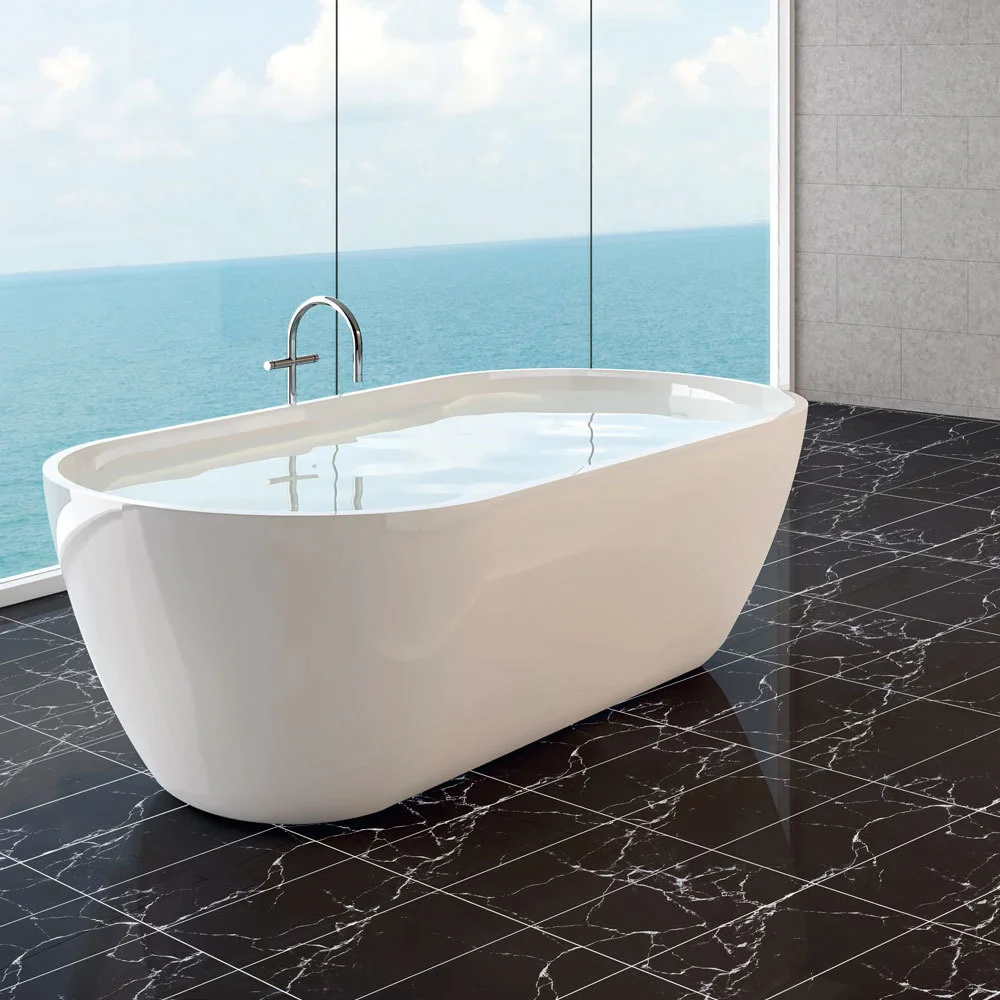 Set 10 x Placi Autoadezive imitatie de Marmura Neagra, pentru podea sau perete, 60x30 cm [3]