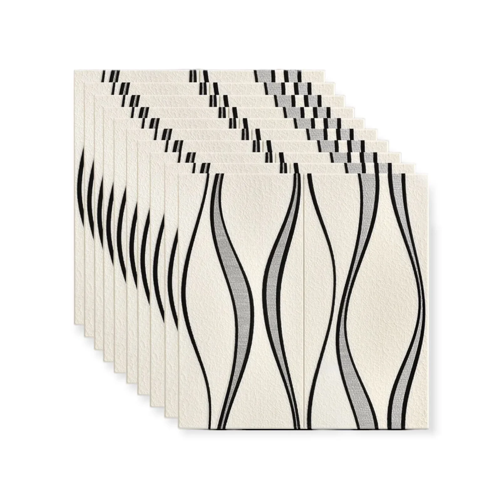 Set 10 x Tapet Alb si Fir negru cu gri 3D, auto-adeziv pentru interior, 68x68 cm [4]