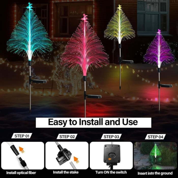 Set 2 Braduleti cu Panou Solar, Decoratiune pom de Craciun pentru gradina, 7 culori schimbatoare, IP65 [6]