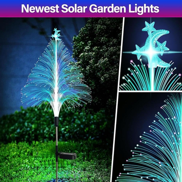 Set 2 Braduleti cu Panou Solar, Decoratiune pom de Craciun pentru gradina, 7 culori schimbatoare, IP65 [2]