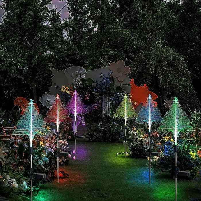 Set 2 Braduleti cu Panou Solar, Decoratiune pom de Craciun pentru gradina, 7 culori schimbatoare, IP65 [7]