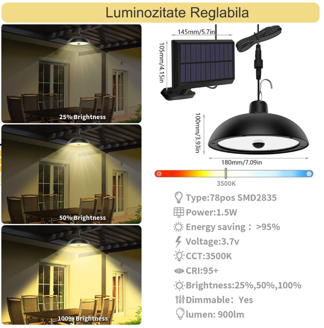 Set 2 Lampi Solare cu Abajur de Interior/Exterior cu telecomanda [7]