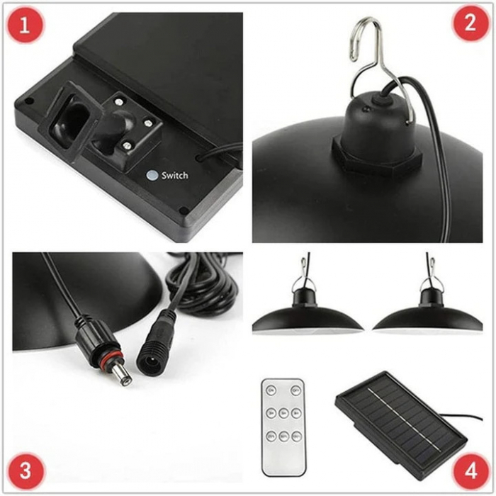 Set 2 Lampi Solare cu Abajur de Interior/Exterior cu telecomanda [9]