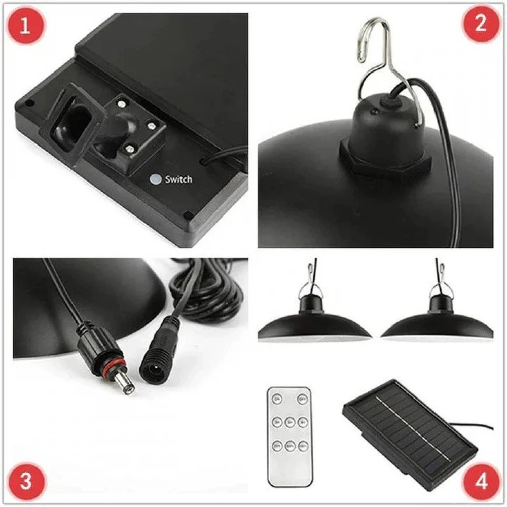 Set 2 Lampi Solare cu Abajur si Telecomanda, Interior/Exterior, Cablu 3 metri [9]