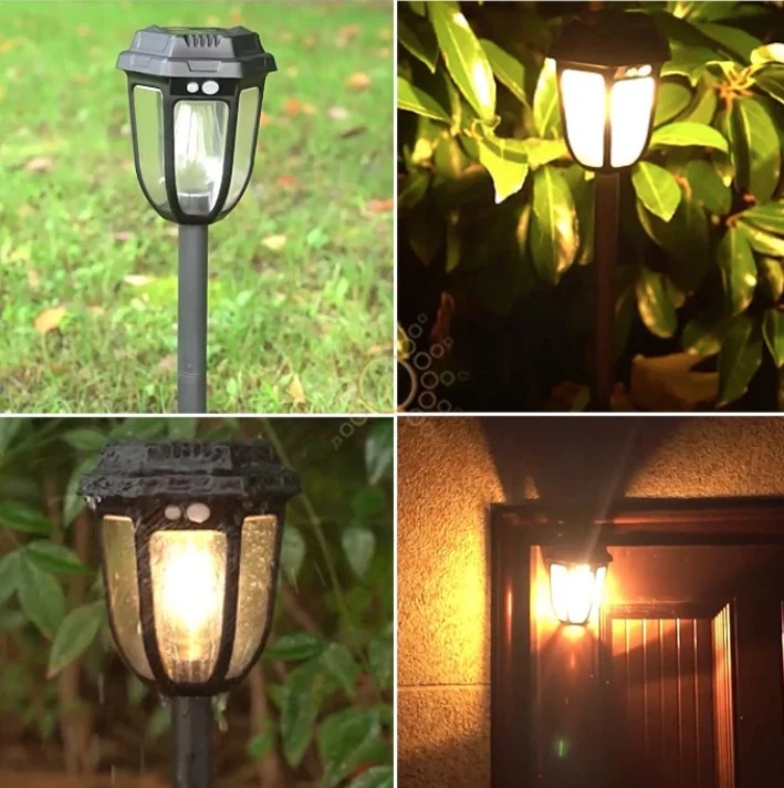 Set 2 Lampi Solare cu fixare in sol sau perete, Senzor de Miscare, 3 Moduri, Lumina Calda [2]