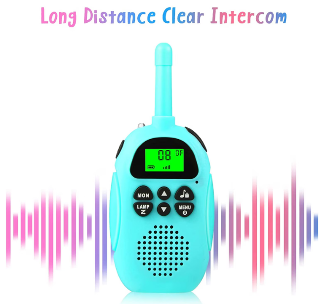 Set 2 statii Walkie Talkie pentru copii, Antena si Lanterna, functia VOX, Varsta Recomandata +3 ani, albastru si roz [6]