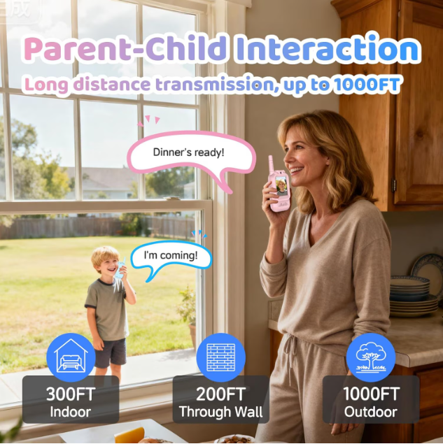 Set 2 Statii Walkie Talkie Video pentru Copii, Raza 400m, 11 Canale, Display LCD si Acumulator, Incarcare USB-C [3]