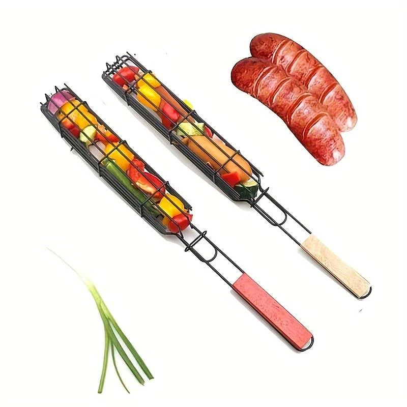 Set 2 ustensile pentru gratar, cu maner din lemn, 49x4.5x3.5cm [13]
