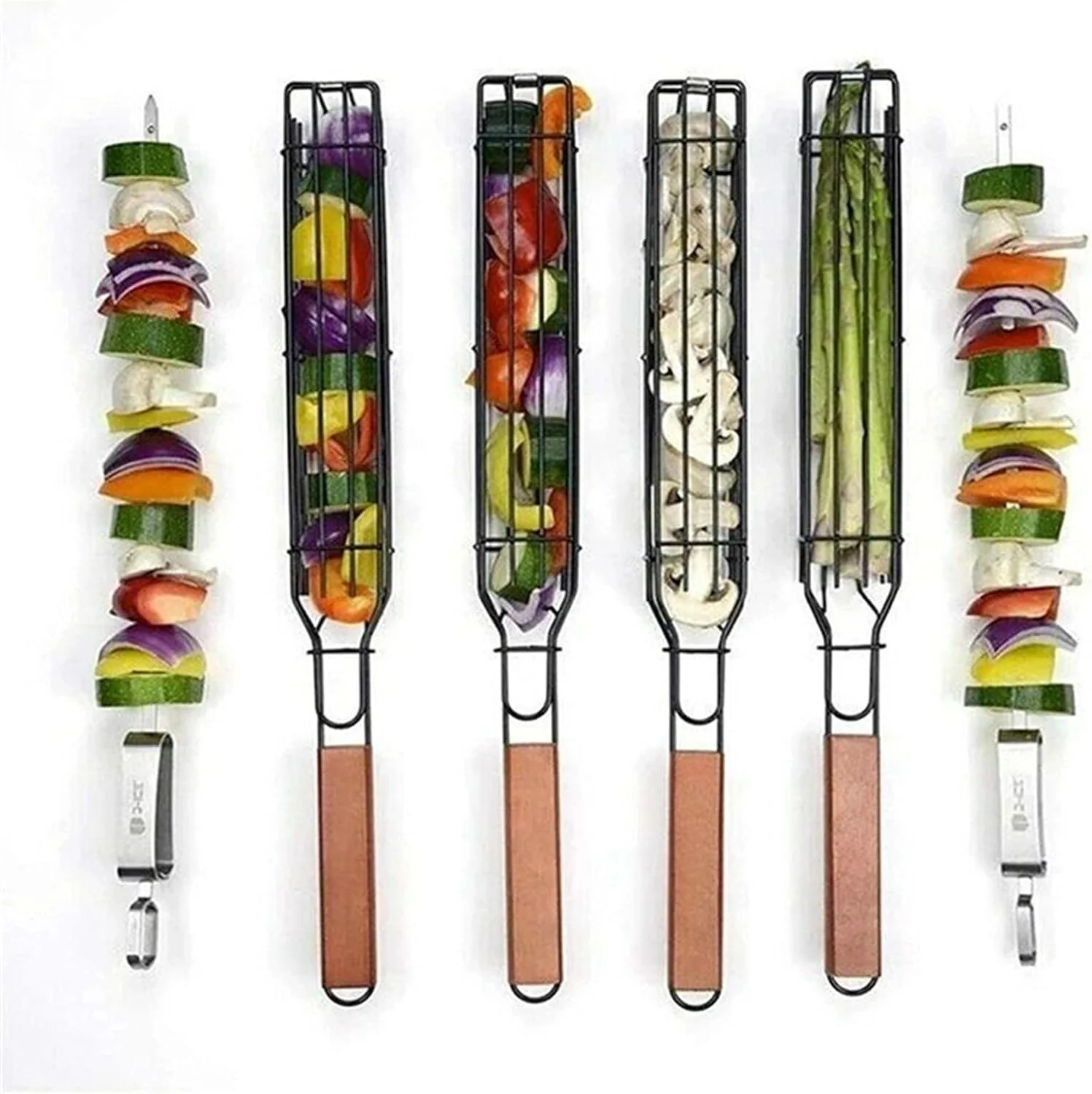 Set 2 ustensile pentru gratar, cu maner din lemn, 49x4.5x3.5cm [10]