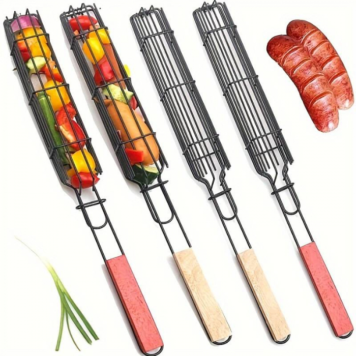 Set 2 ustensile pentru gratar, cu maner din lemn, 49x4.5x3.5cm [3]