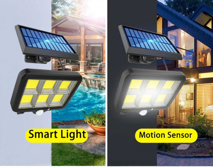 Set 2 x Proiector Solar 120 LED cu Senzor de Miscare + Cadou Lampa 100 LED [8]