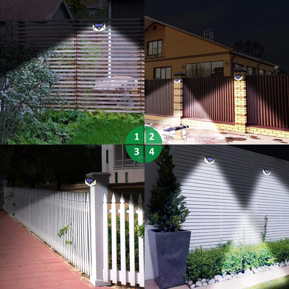 Set 4 Lampi solare cu 100 Leduri, Senzor de Miscare, 3 Moduri Iluminare [3]