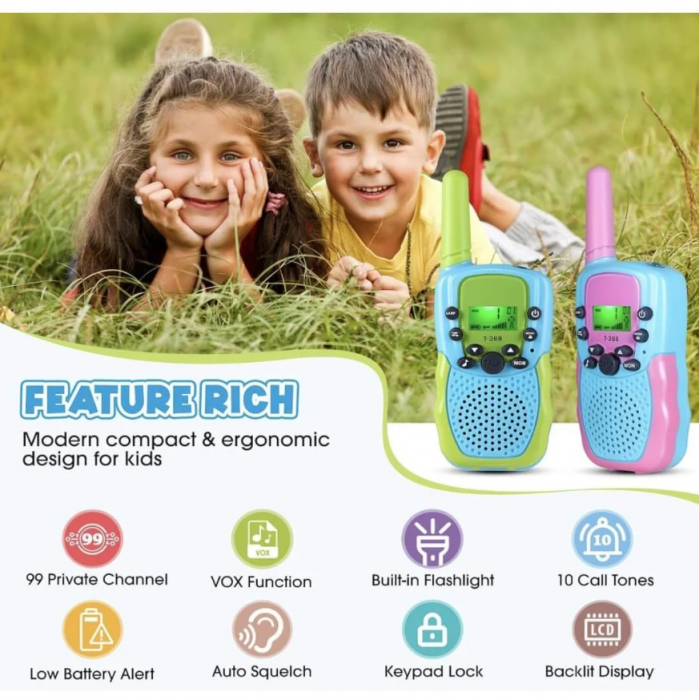Set 3 Statii Walkie Talkie pentru copii, antena, lanterna, raza actiune 6km, cu baterii [8]