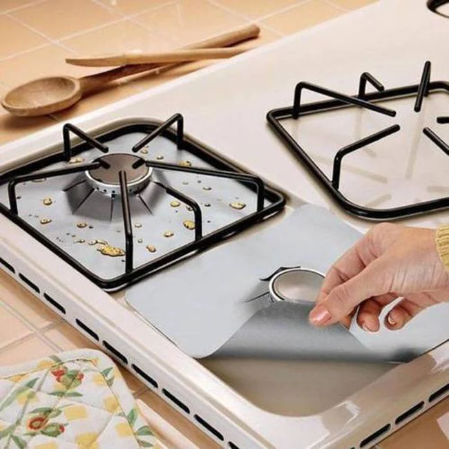 Set 4 folii detasabile de protectie pentru aragaz, usor de spalat, din teflon [7]