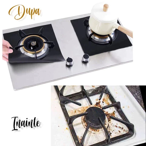 Set 4 folii detasabile de protectie pentru aragaz, usor de spalat, din teflon [6]