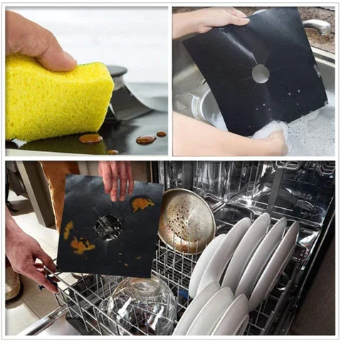 Set 4 folii detasabile de protectie pentru aragaz, usor de spalat, din teflon [9]