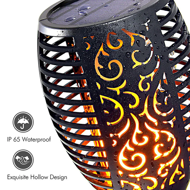 Set 4 Lampa solara tip Torta cu efect flacara, varianta mare 78cm, 96LED [2]