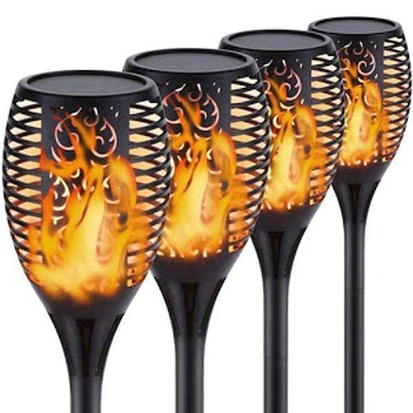 Set 4 Lampa solara tip Torta cu efect flacara, varianta mare 78cm, 96LED [5]