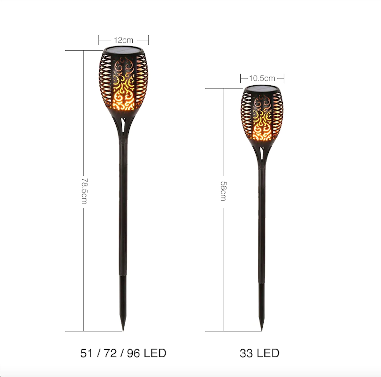 Set 4 Lampa solara tip Torta cu efect flacara, varianta mare 78cm, 96LED [8]