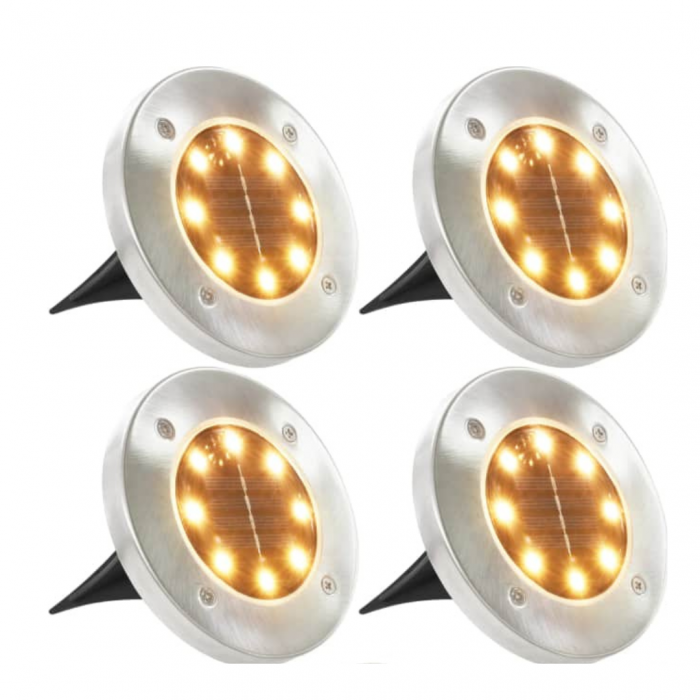 Set 4 x Lampa Solara 8 LED cu fixare in sol, Lumina calda [2]