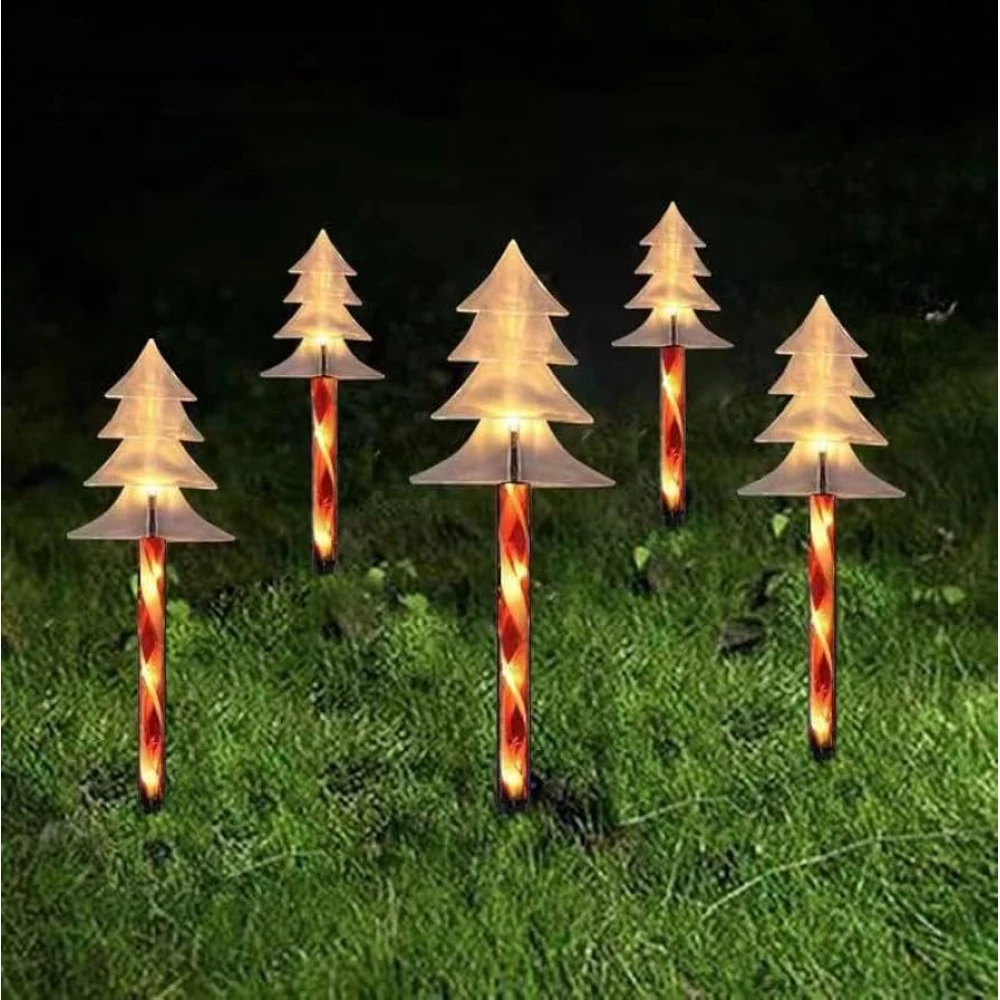 Set 5 Acadele cu bradut pentru Craciun de Exterior cu Incarcare Solara , 40 cm [5]