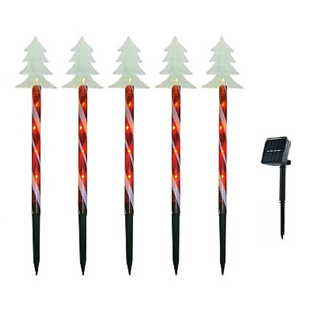 Set 5 Acadele cu bradut pentru Craciun de Exterior cu Incarcare Solara , 40 cm [4]